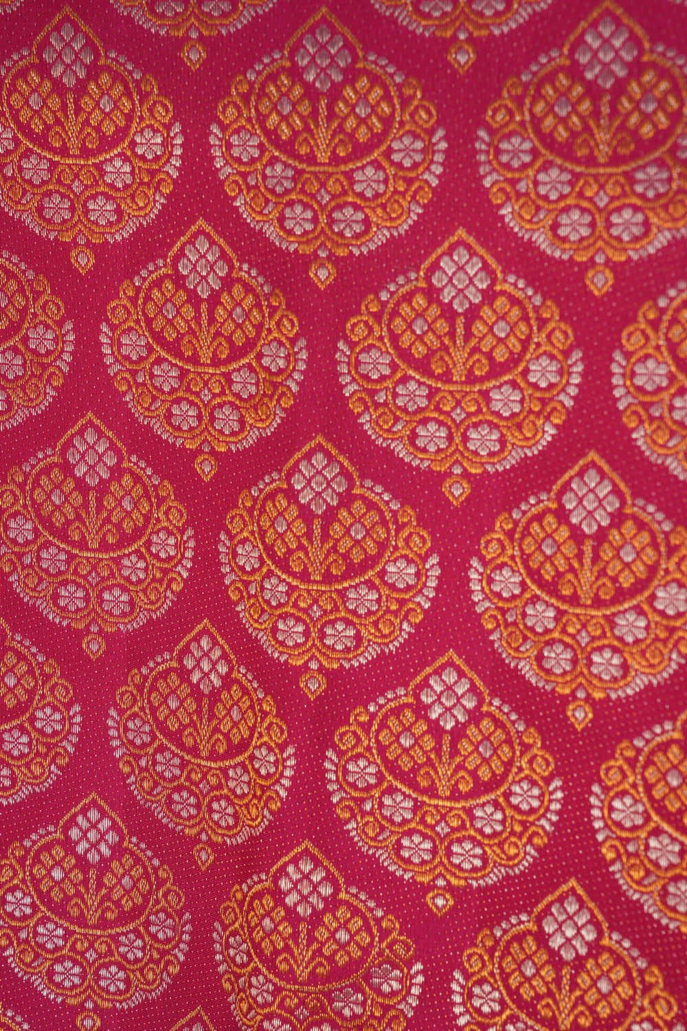 Image of Pink Brocade Chandbali Floral Kanchipattu saree